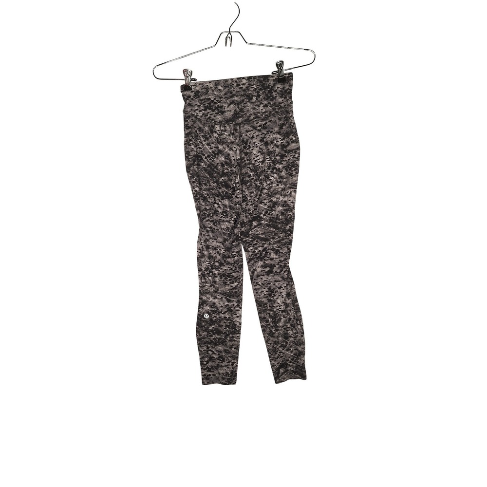 Lululemon High Rise Leggings Grey Black Abstract Camo Print Womens Size 4